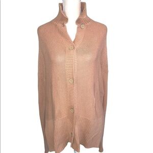 T by Alexander Wang Beige Button Down High Neck Sweater Size Small
